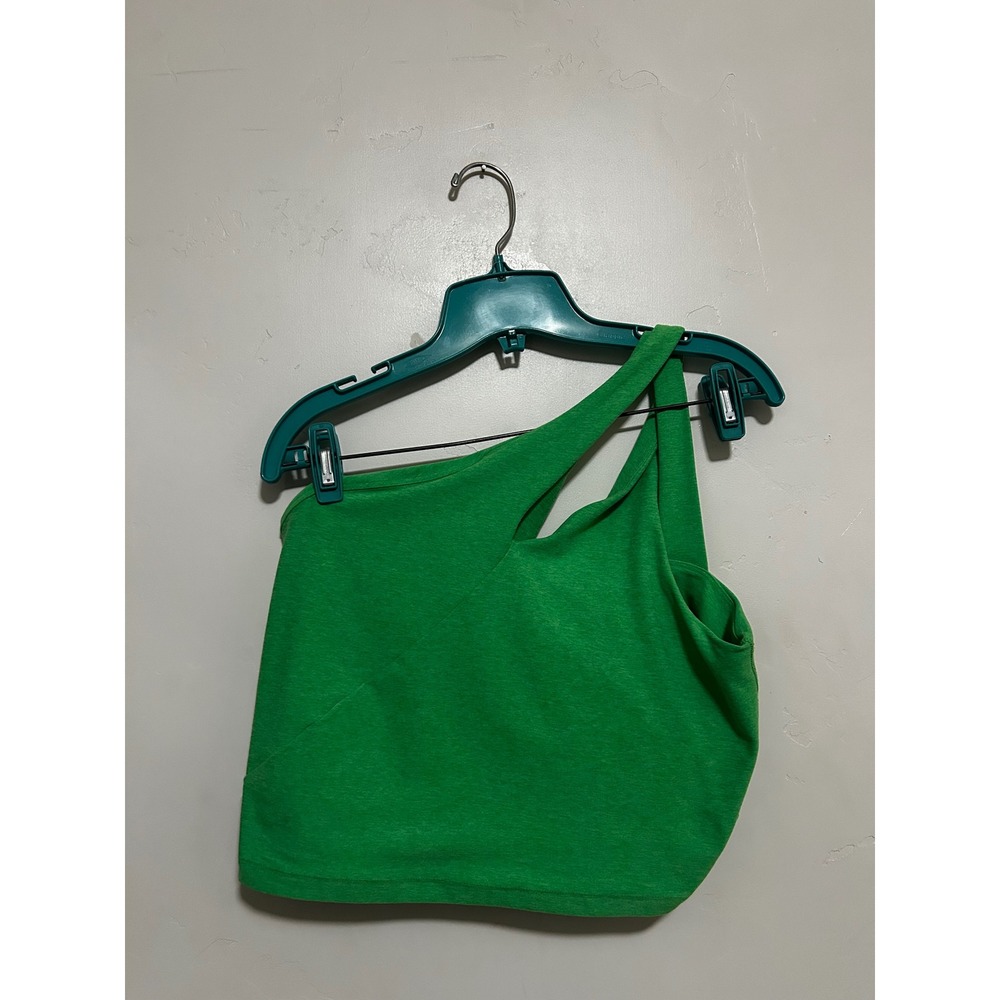 Beyond Yoga One Shoulder Cut Out Crop Tank Green Space Dye XL